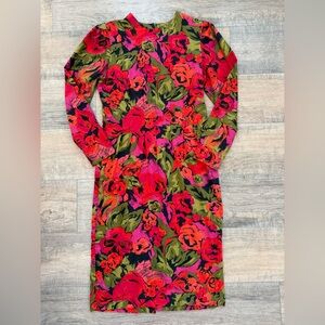 VINTAGE 90s Special Effects Floral Puff Sleeve Midi Dress